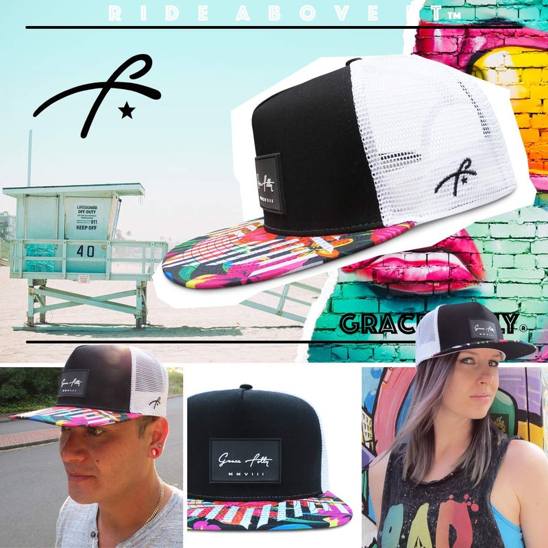 Grace Folly Trucker Hat for Men & Women. Snapback Mesh Caps (US, Alpha, One Size, One Size, Floral) - Image 3